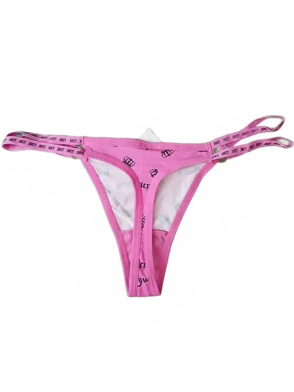 Juicy Couture Single NWT Pink Logo Crown Thong Panties Medium Barbiecore E/93